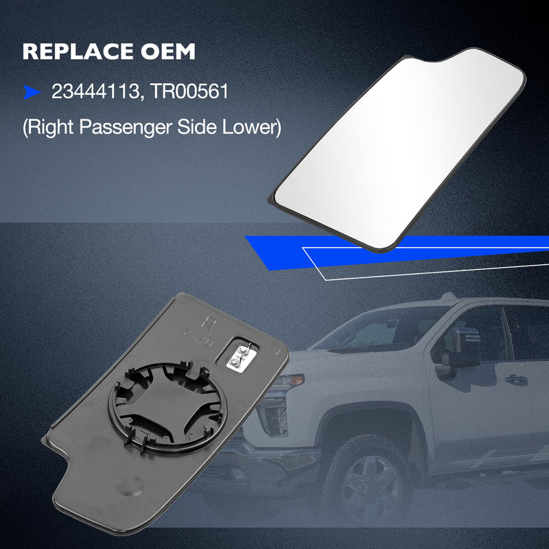 23444113 Passenger Right Side Lower Mirror Glasses For Chevy Silverado GMC 14 17