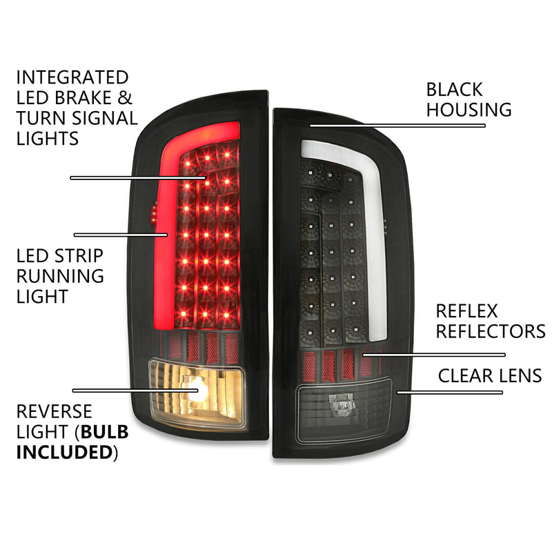 LED Tail Lights Brake Lamps Clear for 2002 2003-2006 Dodge Ram 1500 2500 3500