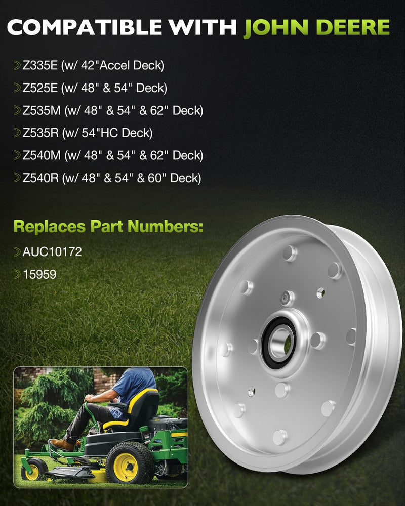 AUC10172 Deck Flat Idler Pulley for John Deere Z335E Z525E Z535M Z535R ZTrak 2X