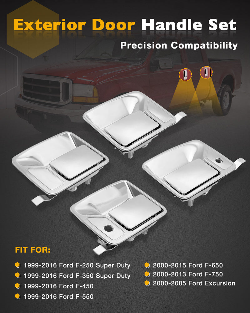 79306 Chrome Exterior Door Handle Set for 99 16 Ford F250 F350 Super Duty 4 Pack