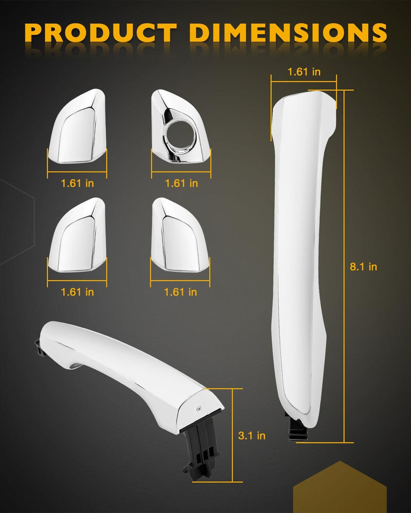 82651F2010 Chrome Outside Exterior Door Handle Set for 2017-2020 Hyundai Elantra