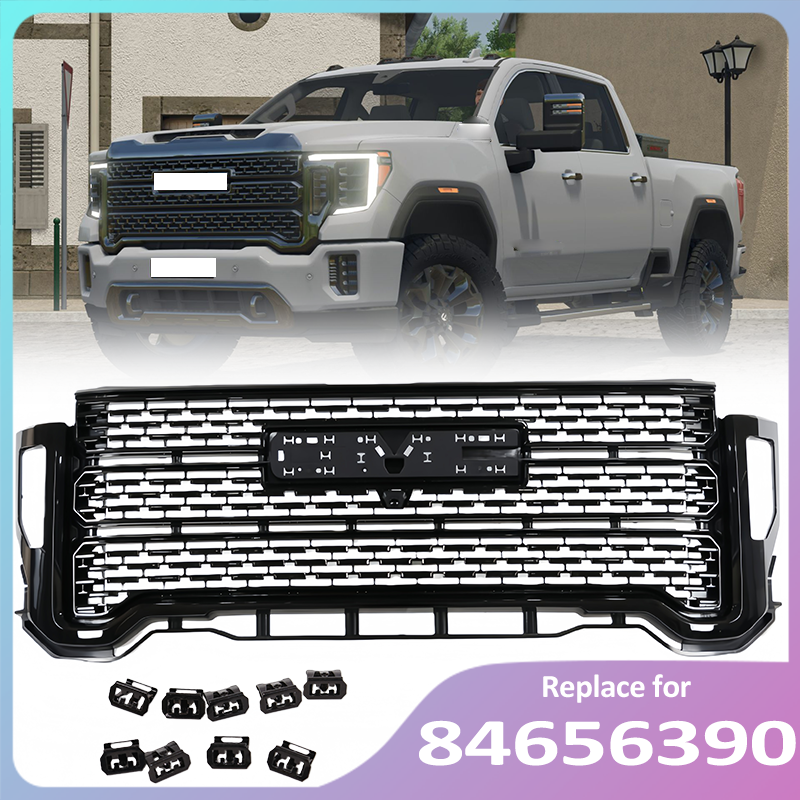 For GMC Sierra 2500 HD 3500 HD 2020-2023 Front Bumper Grille W/Camera Hole