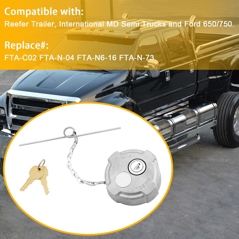 2 1/4 Locking Diesel Fuel Cap for International 4300 4400 for Ford Reefer Trailer