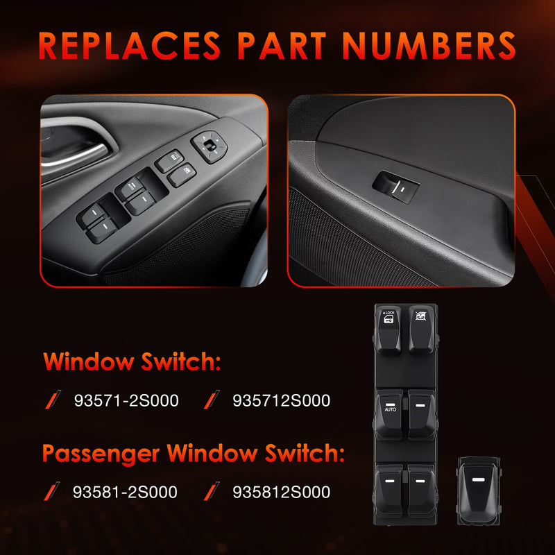 93571-2S000 Master Power Window Control Switch Kit For 2010-2015 Hyundai Tucson