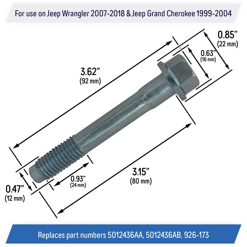 DURAFORCE 5012436AA 926-173 Front Wheel Hub Bolt for Jeep Wrangler Grand Cherokee 6 Pack