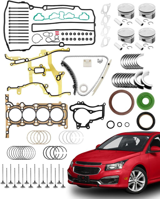 DURAFORCE Head Gasket Piston Rings Timing Chain Kit for Chevy Sonic Cruze Buick 1.4L 11-16