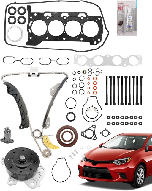 DURAFORCE 1.8L Engine Timing Chain Head Gasket Set for Toyota Scion Corolla Pontiac 08 16
