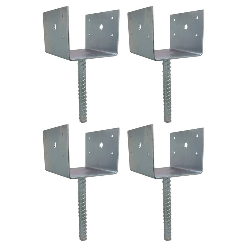 DURAFORCE U Shaped 6x6 Deck Post Concrete Anchor Spike Fence Base Zinc Plated 4 Pieces