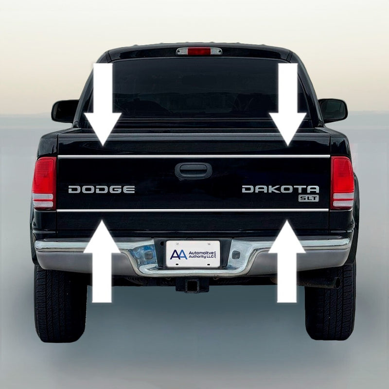Chrome Tailgate Trim Molding Insert Strips For Dodge Dakota Pickup 97-04