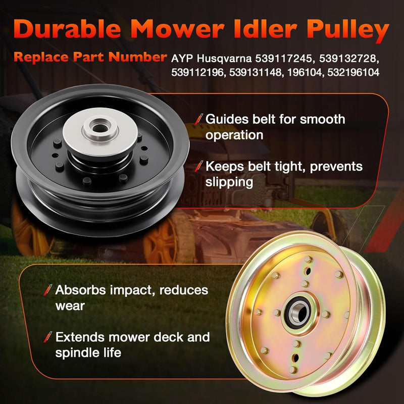 46 Mower Blade Spindle Belt Wheel Idler Kit for Husqvarna RZ4623 RZ46i Z246