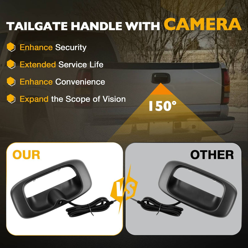 Upgrade Metal Tailgate Handle Backup Camera for Chevy Silverado GMC Sierra 1999 2007