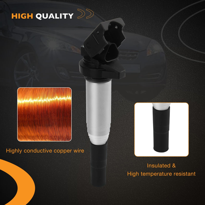 UF598 Ignition Coil Pack and Spark Plug Kit for Mini Cooper Peugeot 1.6L 07-16 4 Pack