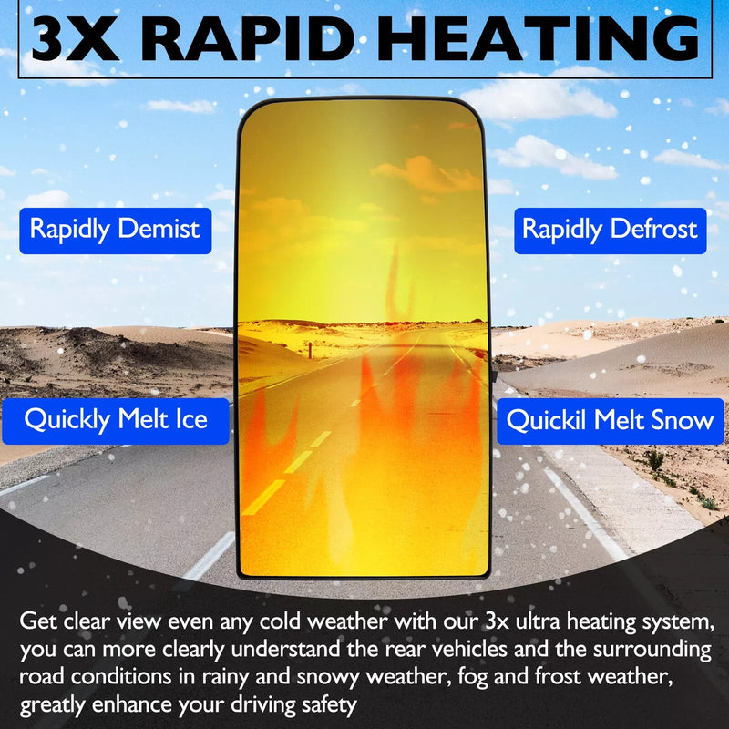 Heated Upper Flate Rear View Mirror Glass for Freightliner Cascadia 2008 2016