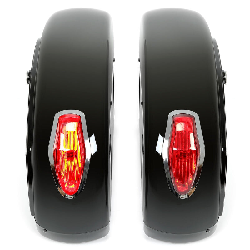 Universal Motorcycle Hard Saddlebag Luggage Bags with Light for Honda Harley Yamaha
