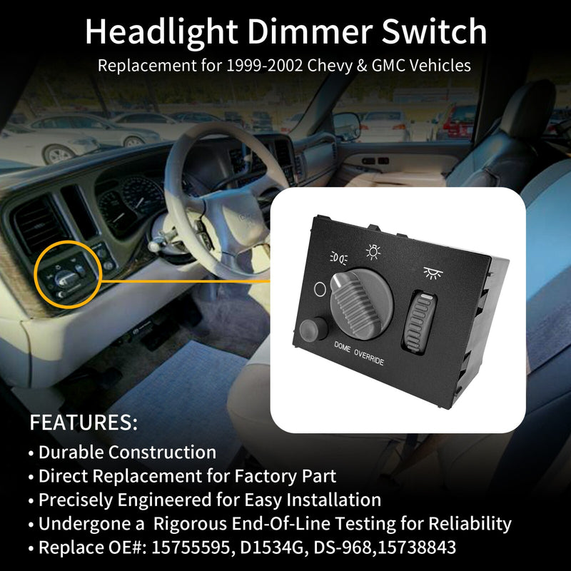 Headlight Dimmer Switch For Chevy Silverado GMC Sierra Yukon 1999 To 2002