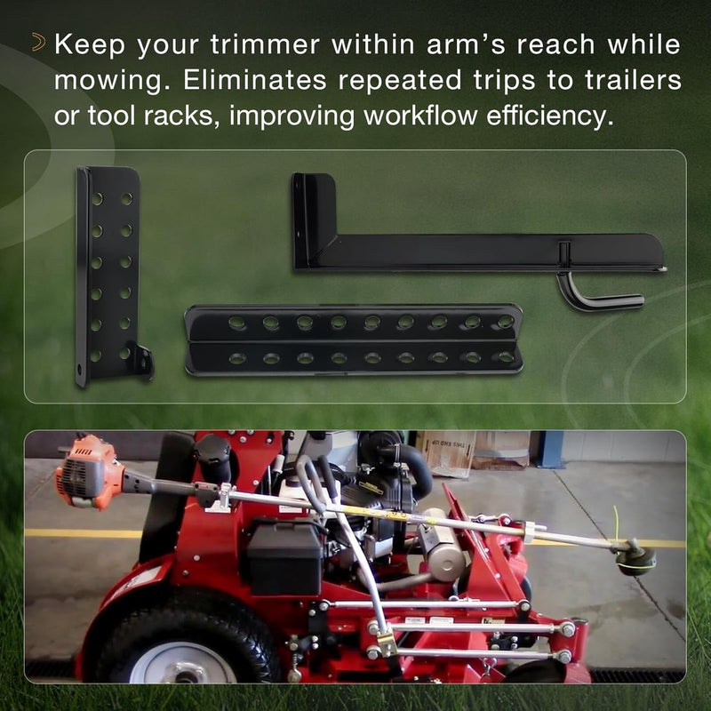 Mower Trimmer Rack Lockable For WalkBehind StandOn And ZTR Lawn Mower Black