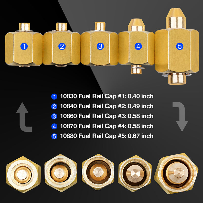 10810 Injector Rail Fuel Line Cap Set Block Off Cap 5 Pieces