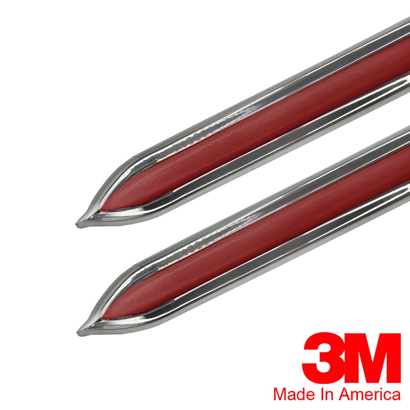 Vintage Style Red and Chrome Side Body Trim Molding 5/8 Formed Pointed Ends