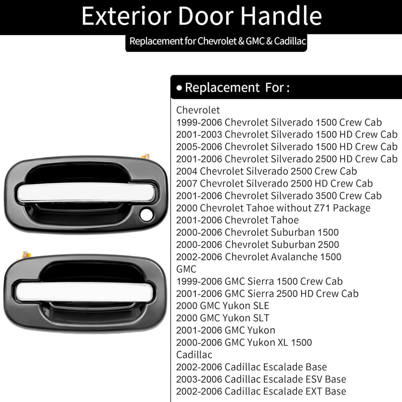 15034985 Exterior Door Handle for Chevy Silverado GMC Sierra Cadillac 99 07 2Pcs