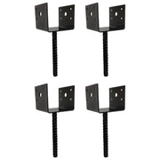 DURAFORCE U Shaped 4x4 Deck Post Concrete Anchor Spike Fence Base Black Powder Coated (4)