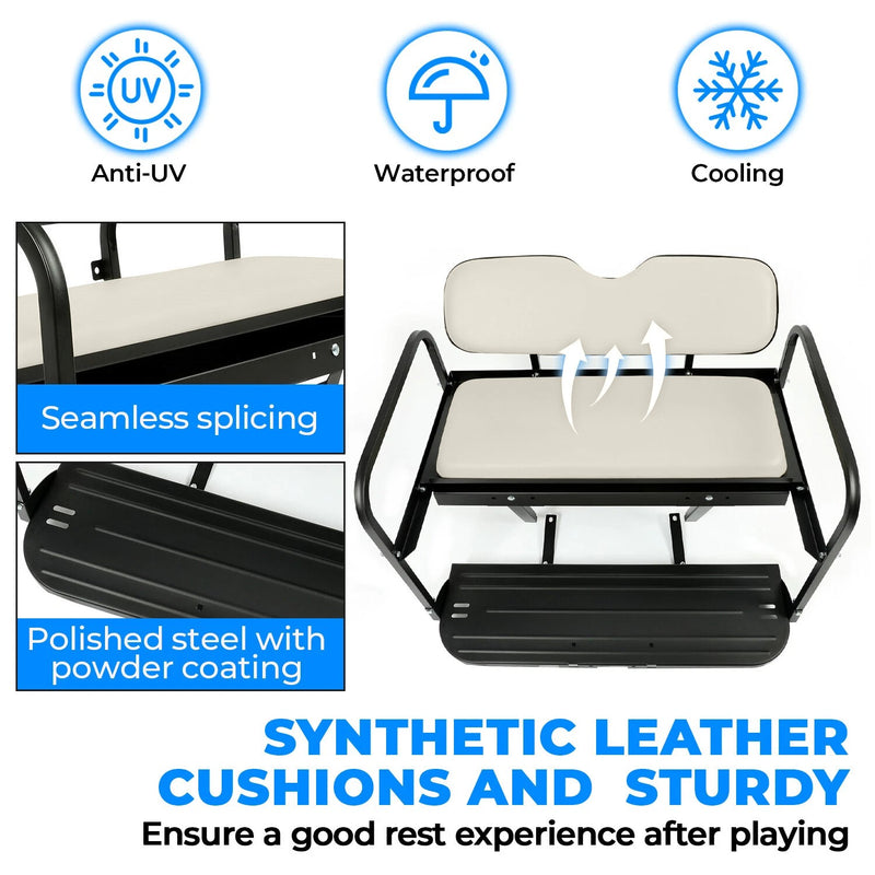 Flip Rear Back Seat for Yamaha Drive G29 Golf Cart 07 to 16 Off White Cushions