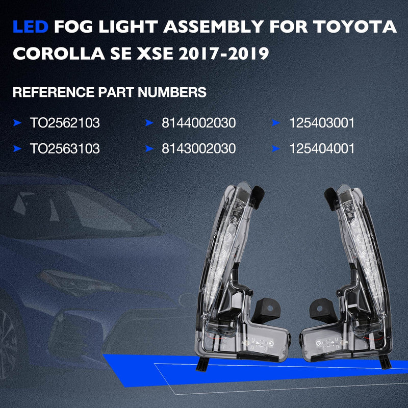 LED DRL Daytime Running Fog Light Kit for Toyota Corolla SE XSE 2017 2019