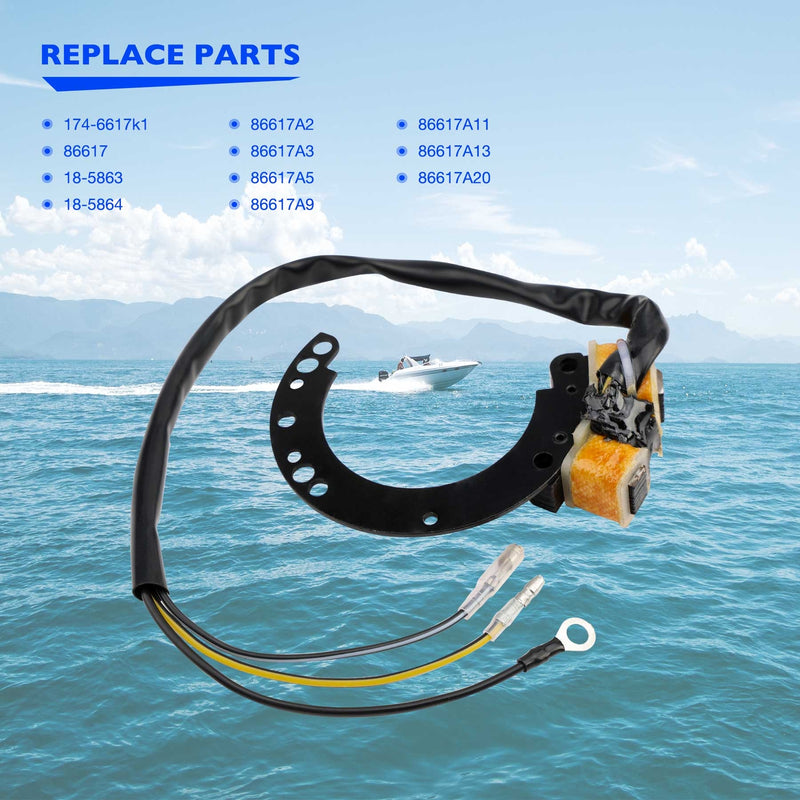 174 6617K1 Outboards CDI Stator for Mercury 6 8 9.9 10 15 18 20 25 35 40 HP 2Cyl