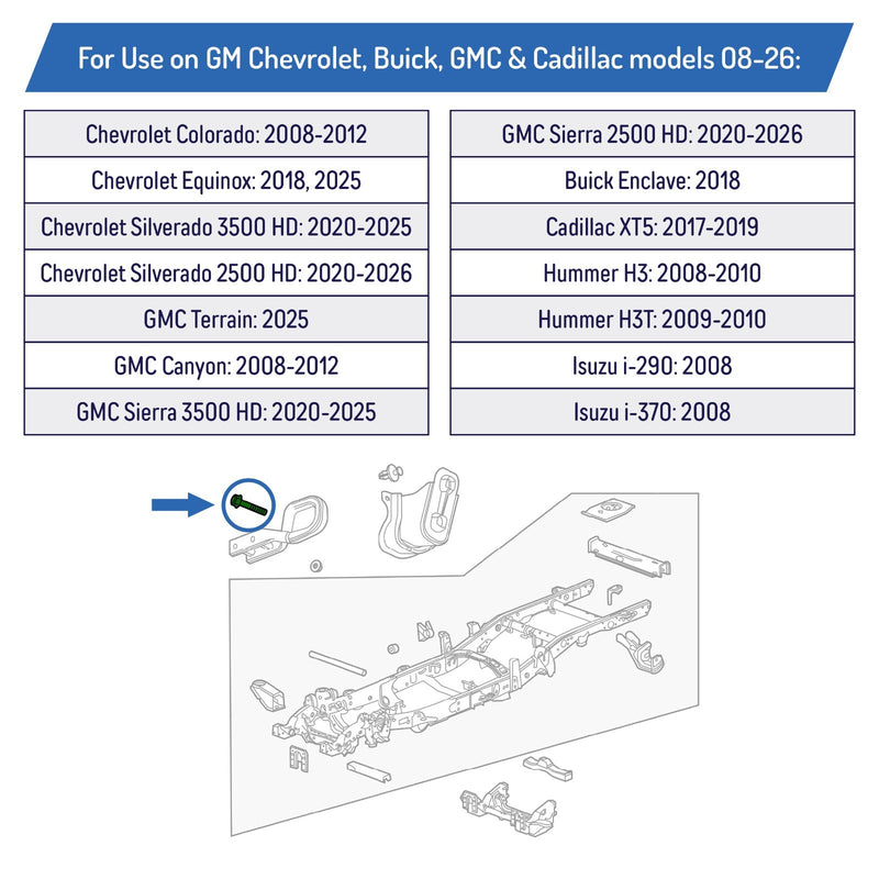 DURAFORCE 11609609 Multi Purpose Bolt For GM Chevy Buick GMC Cadillac M12x1.75x110 2