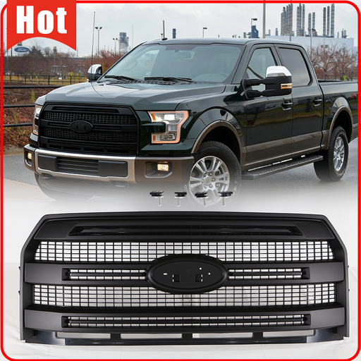 DURAFORCE Matte Black Front Bumper Grille W/O Camera Hole for 2015-2017 for Ford F-150