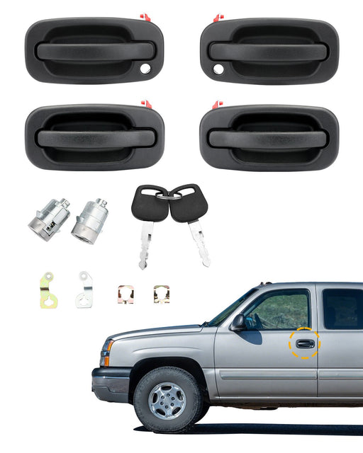 DURAFORCE Exterior Door Handle Lock Cylinders Key for Chevy GMC Cadillac 99 to 07 4 Piece