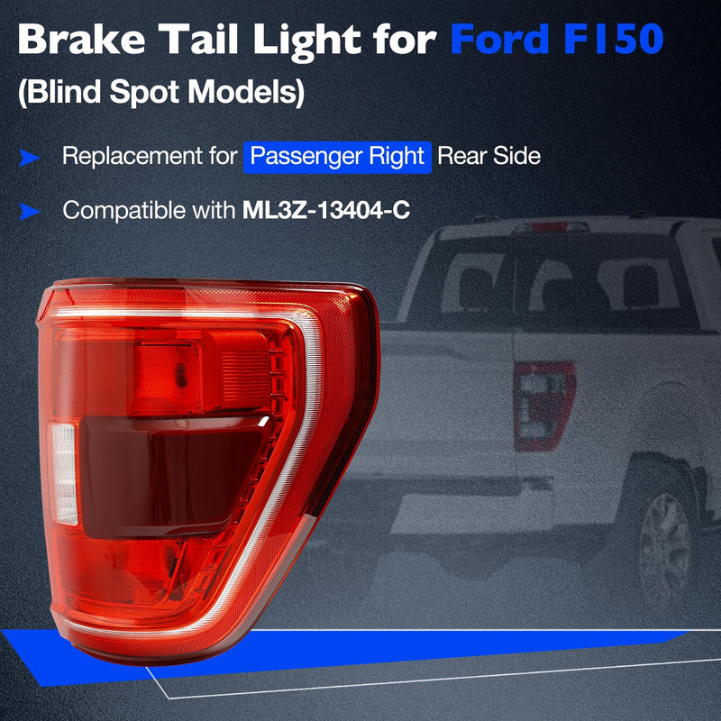 Rear Right Side Tail Light Brake Lamp with Blind Spot Fit for 2021 23 Ford F150