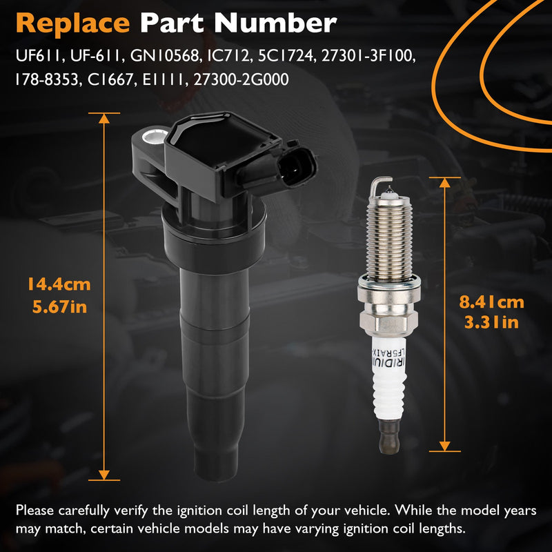 Ignition Coils & Iridium Spark Plug Pack for Kia Sorento Hyundai Tucson 09 13 4