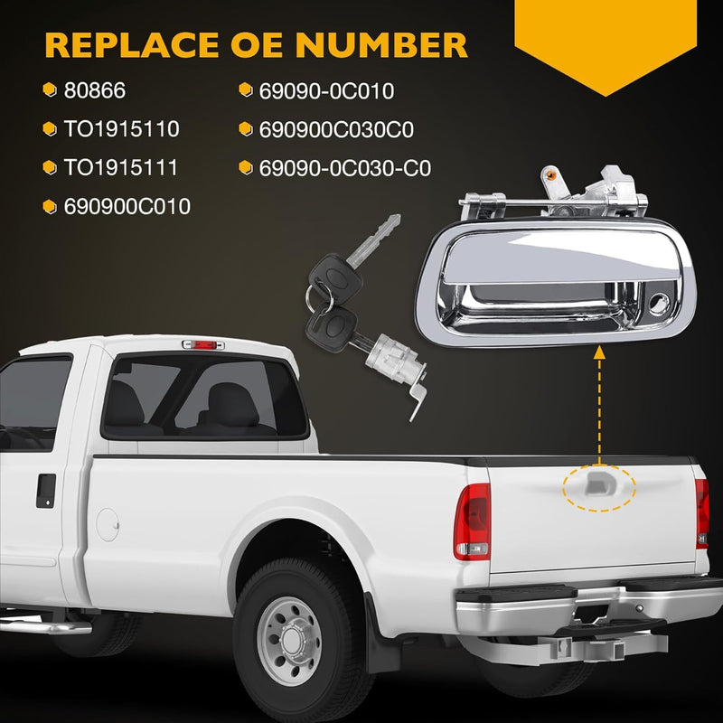 80867 Tailgate Handle with Lock Cylinder Key for Toyota Tundra 00 06 69090 0C010