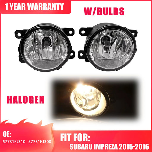 DURAFORCE Front Bumper Fog Light Lamp For Subaru Impreza 2015-2016 Halogen w/bulbs LH & RH