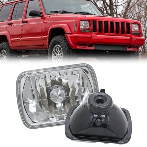 DURAFORCE Square Diamond Cut Headlights for Jeep Cherokee XJ 1984-2001 Pair 5x7 7X6 Inch