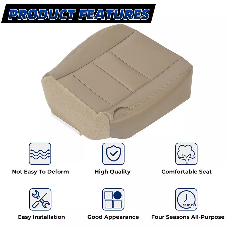 Left Driver Bottom Leather Seat Cover TAN for Ford F250 F350 Super Duty 2002-2007