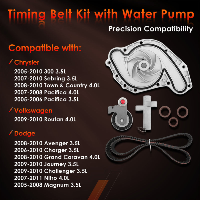 TCKWP295D Timing Belt Kit with Water Pump for Chrysler Volkswagen 05 11 3.5 4.0L