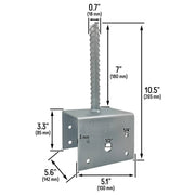DURAFORCE U Shaped 6x6 Deck Post Concrete Anchor Spike Fence Base Zinc Plated 2 Pack