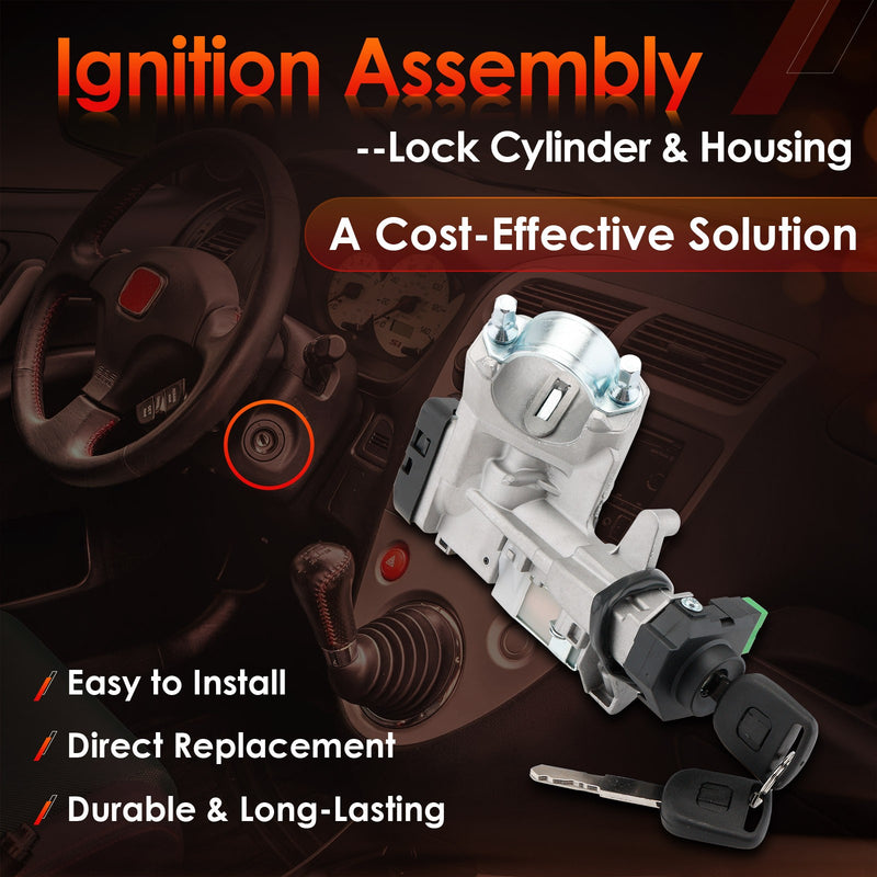 Ignition Switch Lock Cylinder Keys with Chip for Honda Civic 01 05 1.3L 1.7L