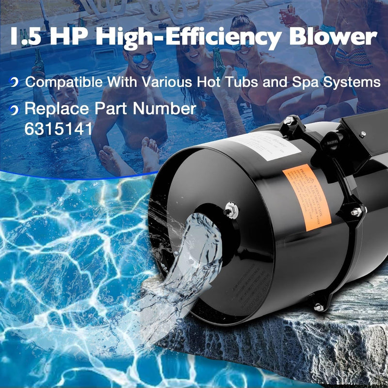 6315141 Pool Spa Blower For Air Supply Silencer 2in Plumbing 1.5HP 120V HotTub