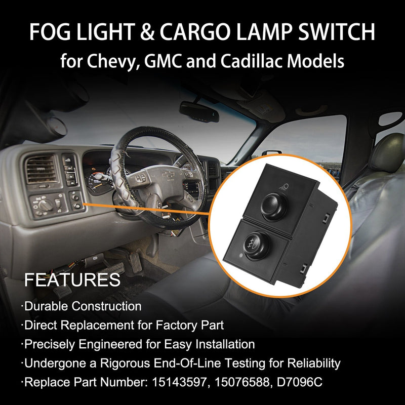 Headlight Switch and Fog Light Switch Button for Chevy Silverado GMC Sierra 03-07