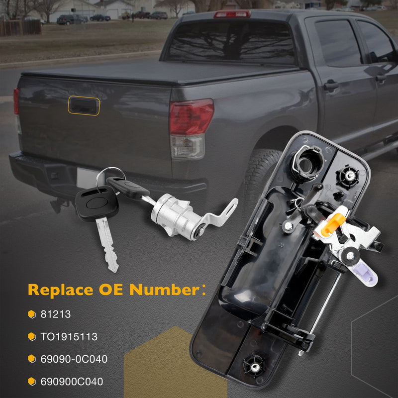 81213 Tailgate Handle Latch with Lock Cylinder and Key for 07-13 Toyota Tundra