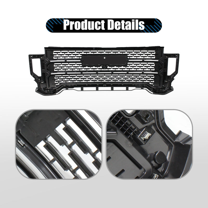 For GMC Sierra 2500 HD 3500 HD 2020-2023 Front Bumper Grille W/Camera Hole