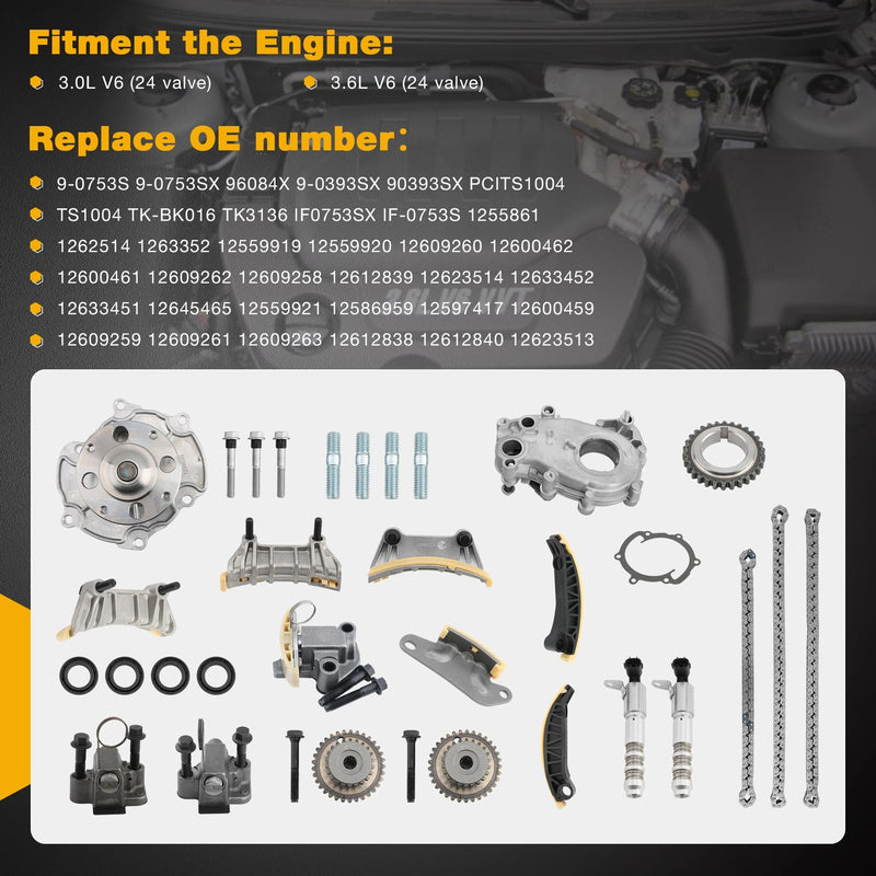90753 Timing Chain Water Pump Kit for Chevy Colorado Camaro GMC Acadia 2007 2015