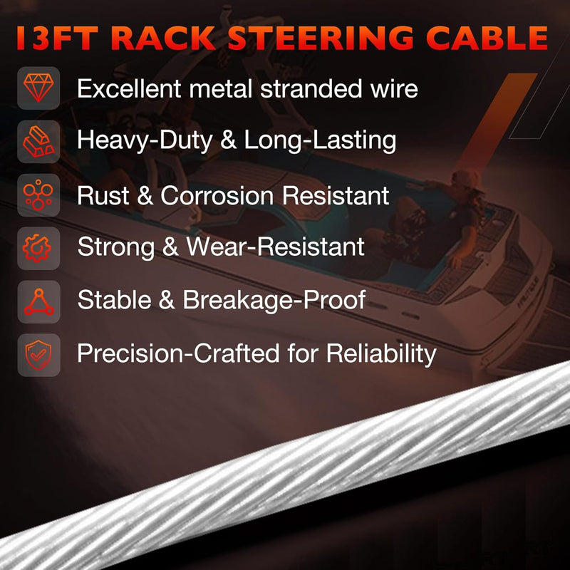 SS14113 13 FT Back Mount Steering Cable Kit for Seastar Teleflex Rack