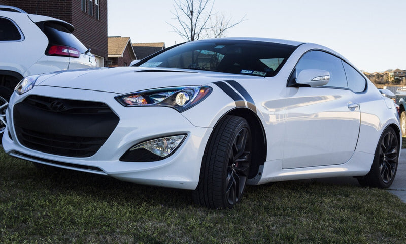 DURAFORCE 4 Inch Dual Fender Stripe Hash Mark Stripe Decal for Hyundai Genesis Coupe