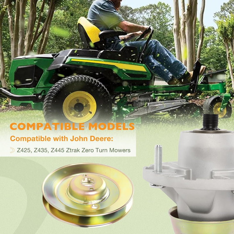 AM124498 M163464 Deck Spindle and Pulley for John Deere 48 54 Inch Z425 Z435 Z445 3 Pieces