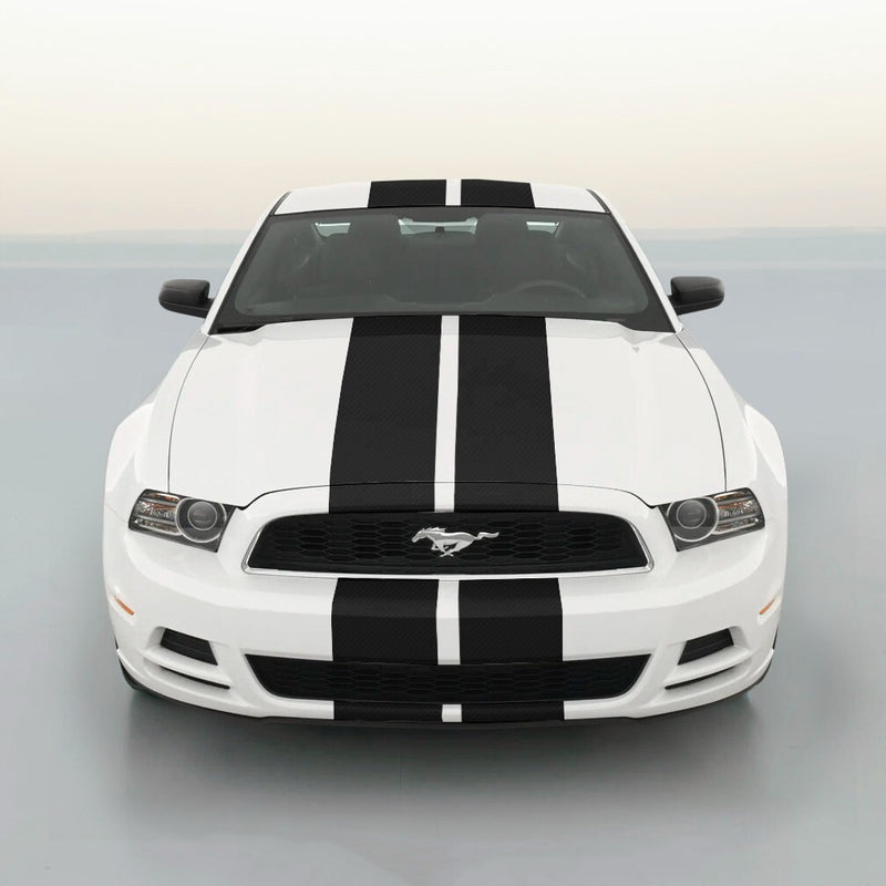 9 Inch Black Carbon Fiber Vinyl Rally Racing Stripes for Ford Mustang Cobra