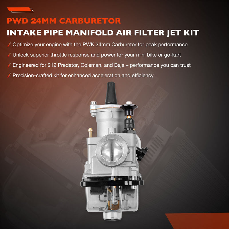 PWK 24mm Carburetor Kit for Predator 196cc 200cc 212cc KT196 Go Karts