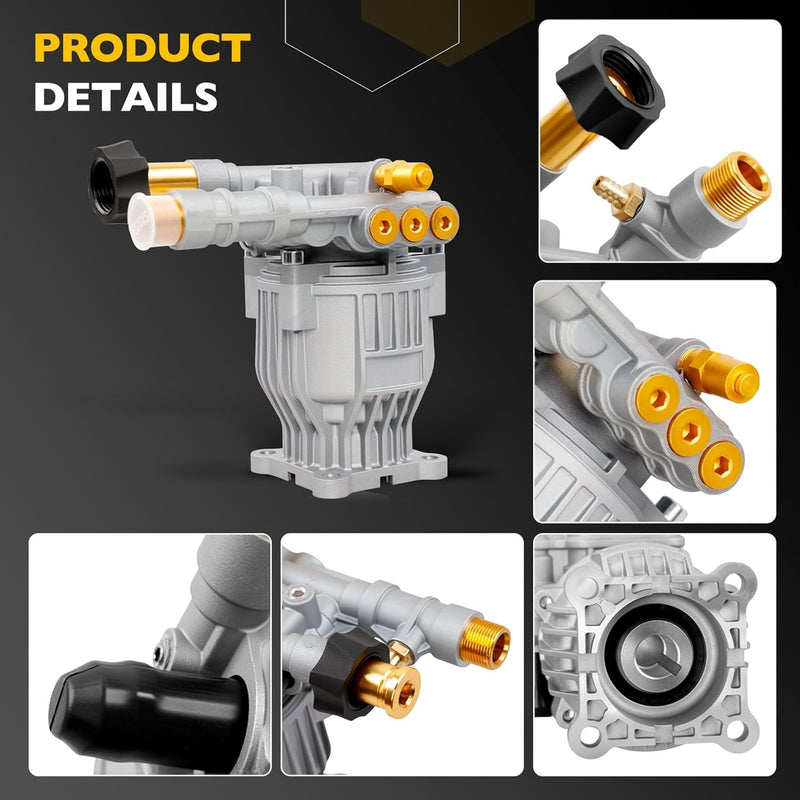 90028 Horizontal Pressure Washer Pump Kit Aluminum 2.4 GPM 3300 PSI Power 3/4